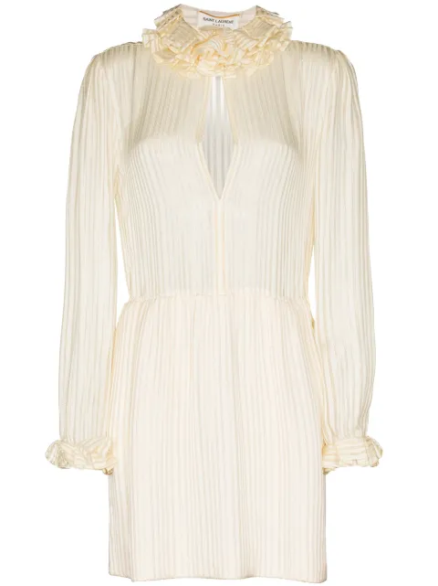Saint Laurent robe courte à col volanté