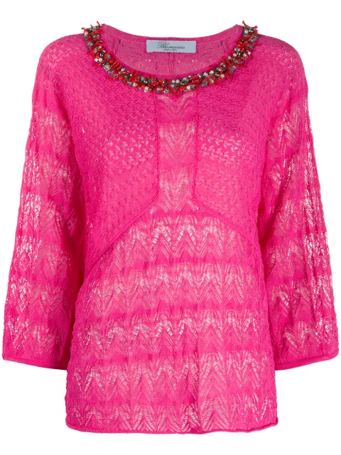 Blumarine embellished decorative knit blouse