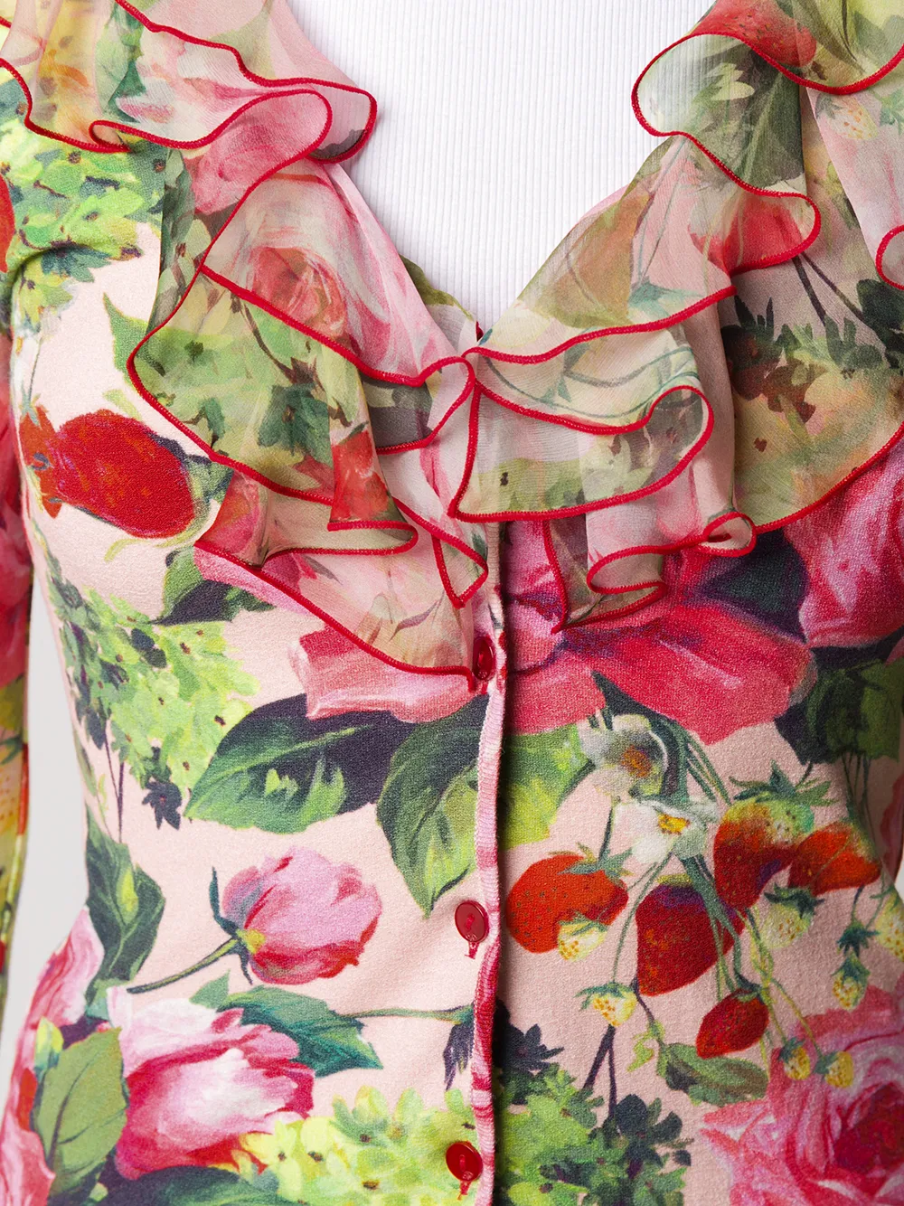 фото Blumarine floral print ruffled cardigan