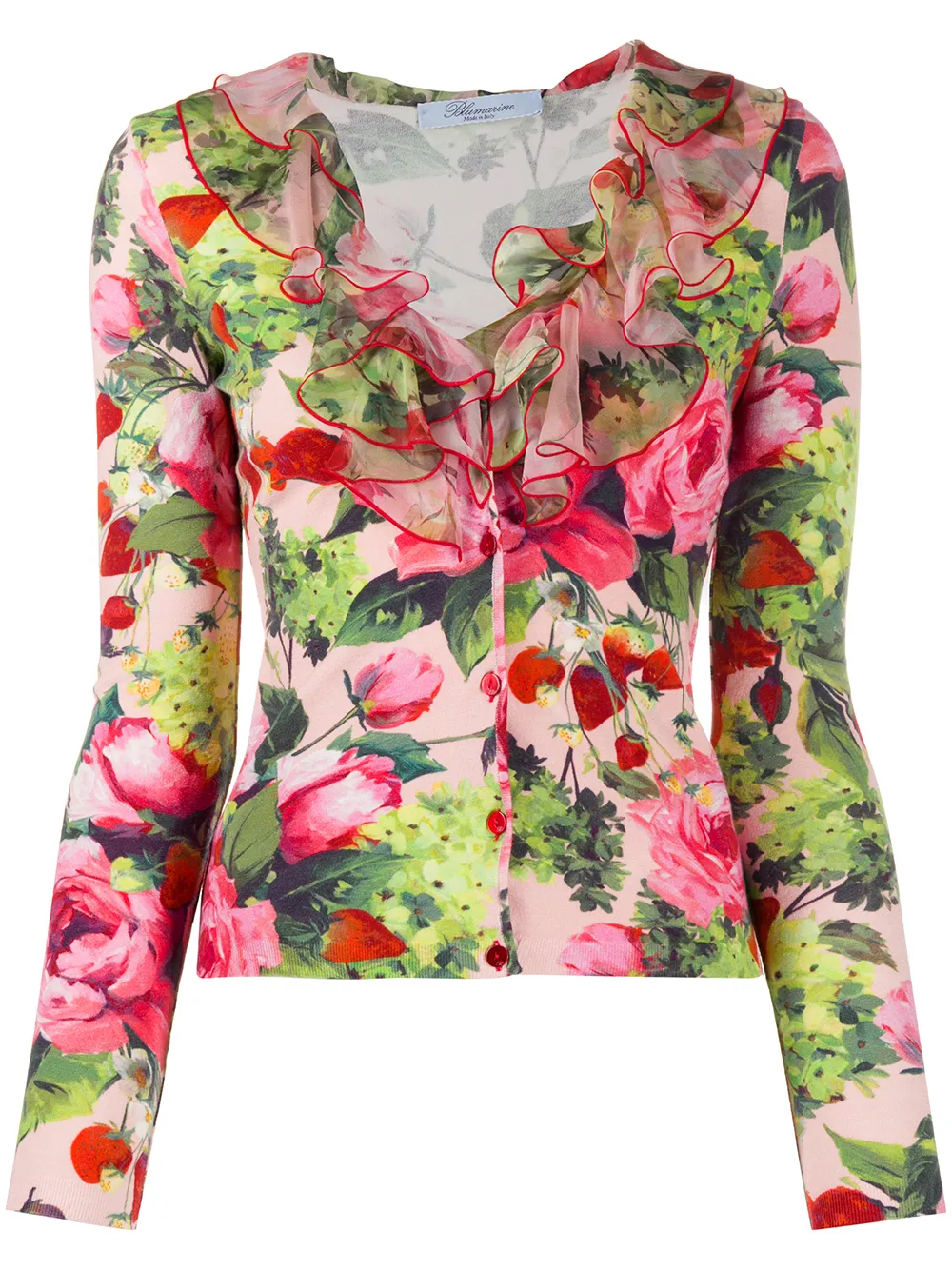 фото Blumarine floral print ruffled cardigan