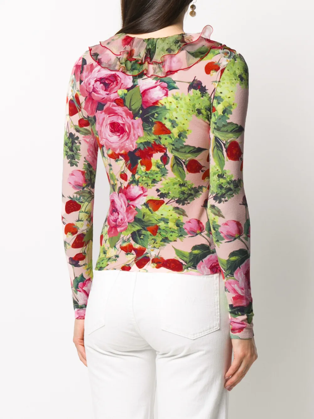 фото Blumarine floral print ruffled cardigan