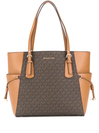 michael kors voyager medium logo tote brown
