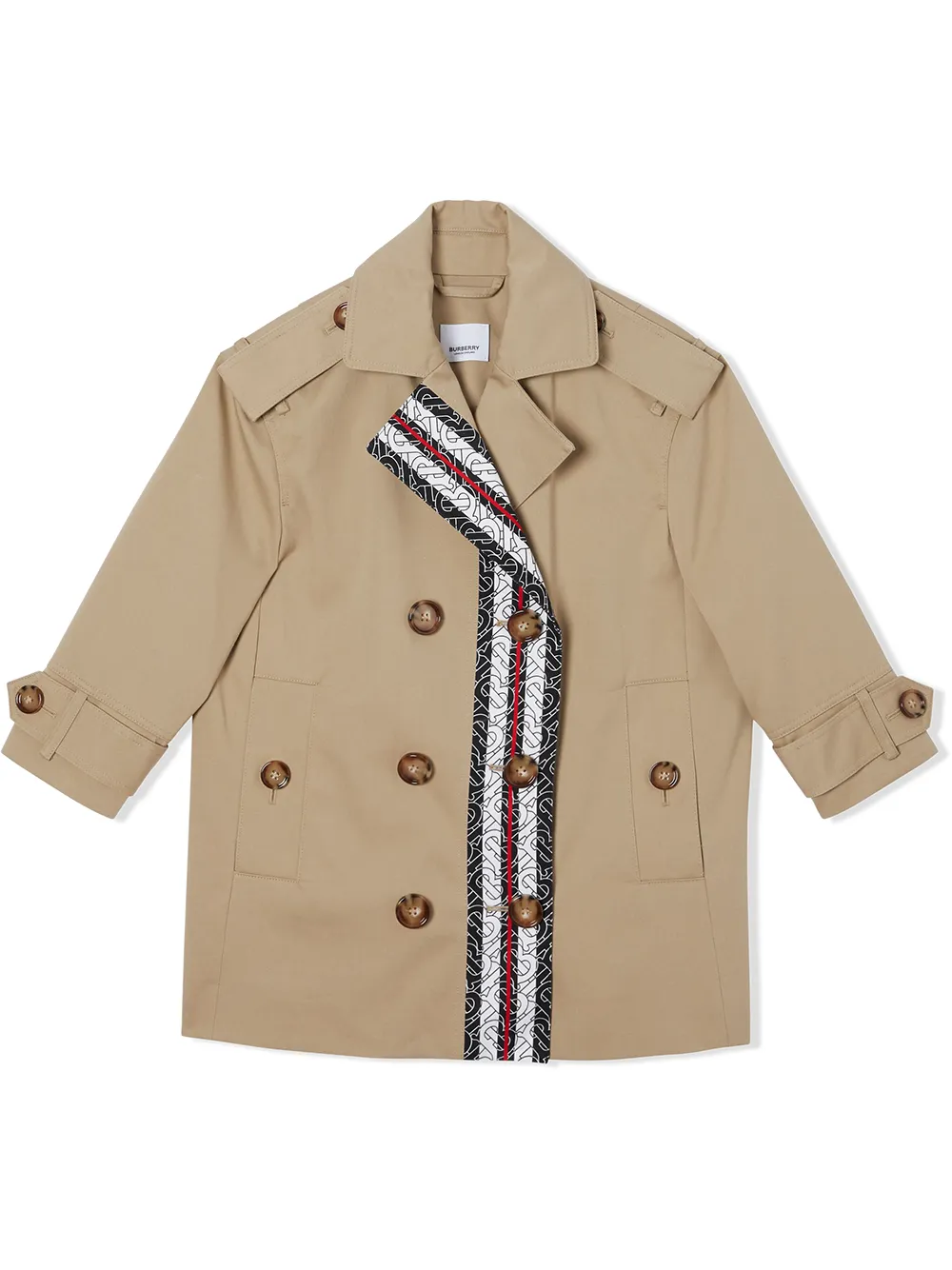 Burberry Kids двубортный тренч с монограммой