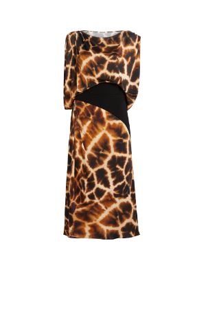 vestido drapeado con estampado Giraffe Chine