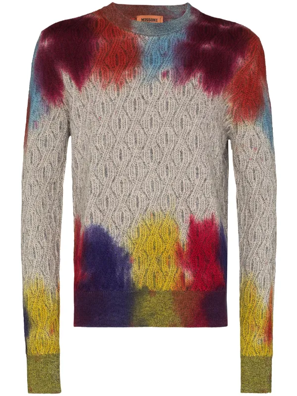 tie dye cable knit sweater