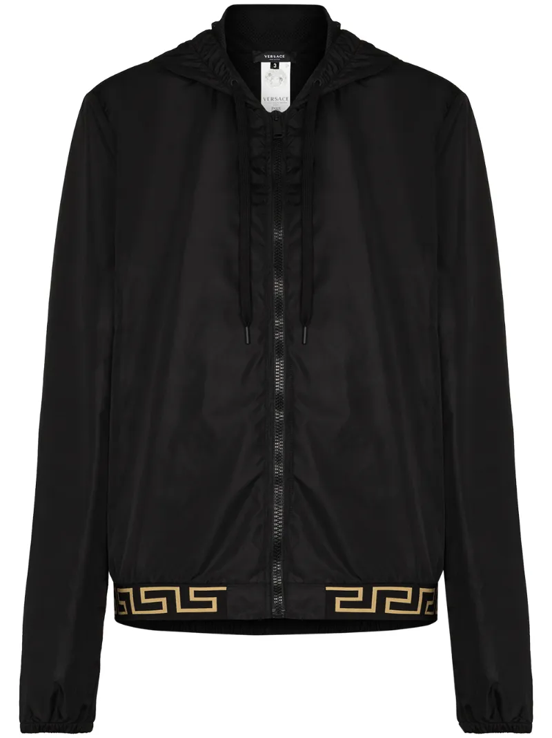 Versace Greca Detail Lightweight Jacket In Black | ModeSens