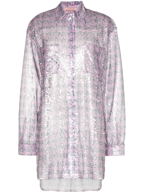 Natasha Zinko sequinned houndstooth-print shirt