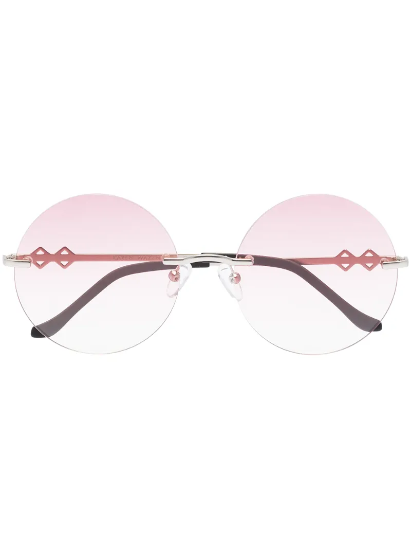 Click to view more detailed imagery on our partner's website Karen Wazen Silver Tone Luna Round Sunglasses In Pink