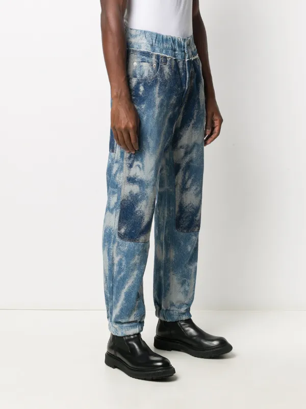 Acid Wash Blue Denim Jogger Pants