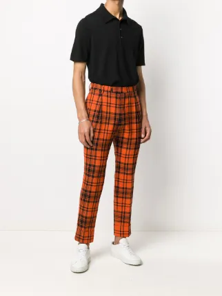 orange tartan trousers