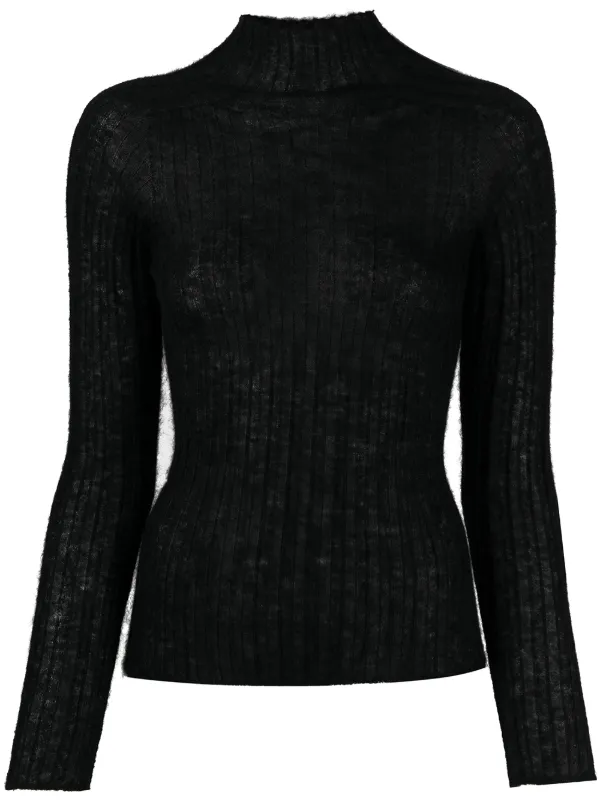 black sheer high neck top