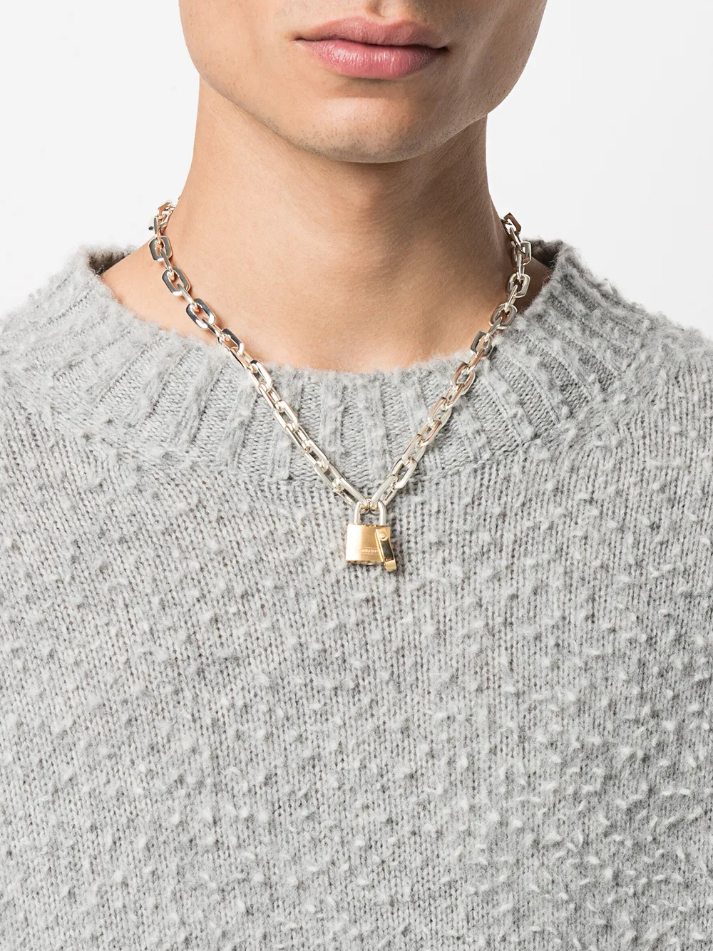 Shop Ambush Small-padlock Chain Necklace In Silver