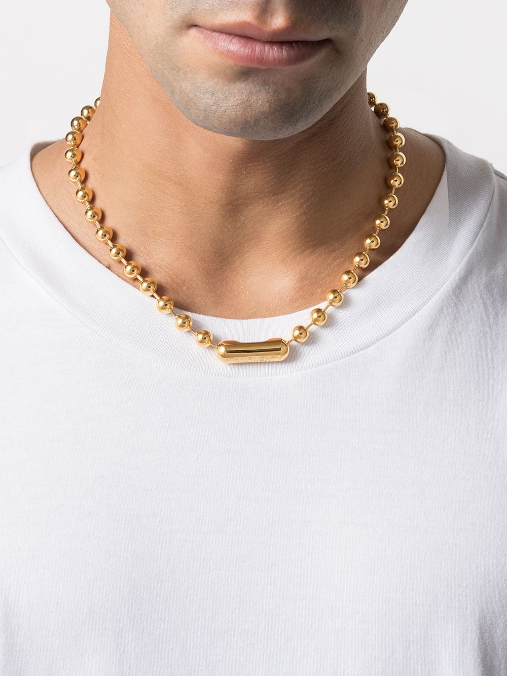 Shop Ambush Ball-chain Logo Necklace In Gold