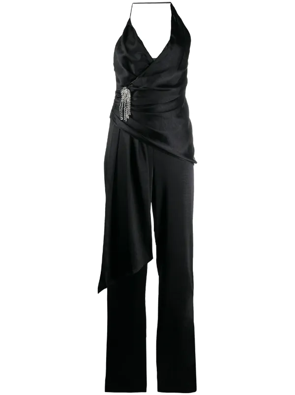 black wide leg jump suit