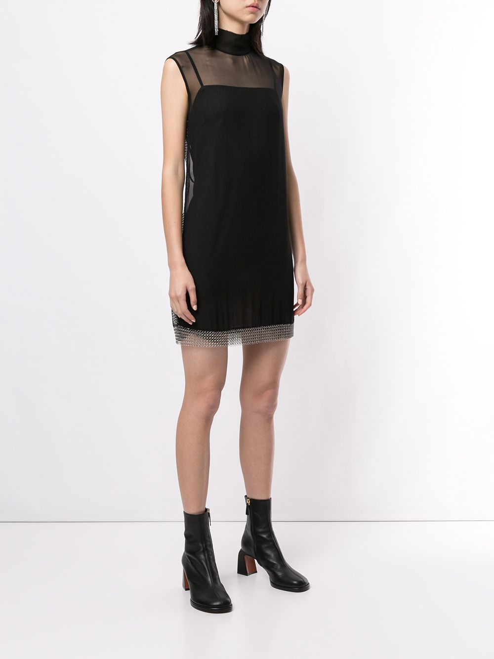 фото Vera wang chain-mesh trimmed mini dress