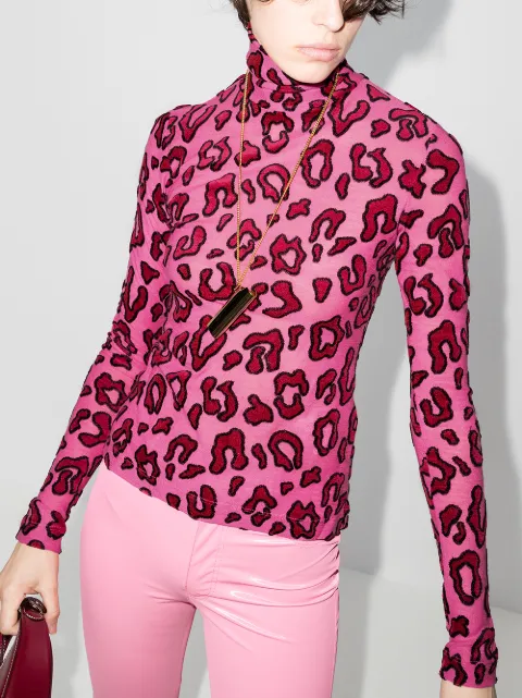 cheetah print turtleneck top