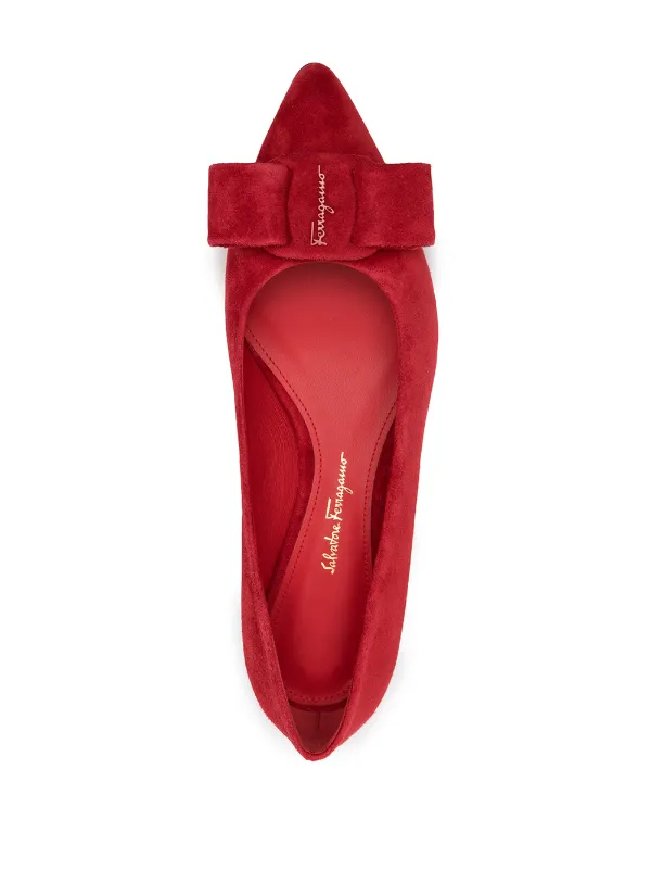 Ferragamo Viva bow-detail Ballerina Shoes Red FARFETCH GR