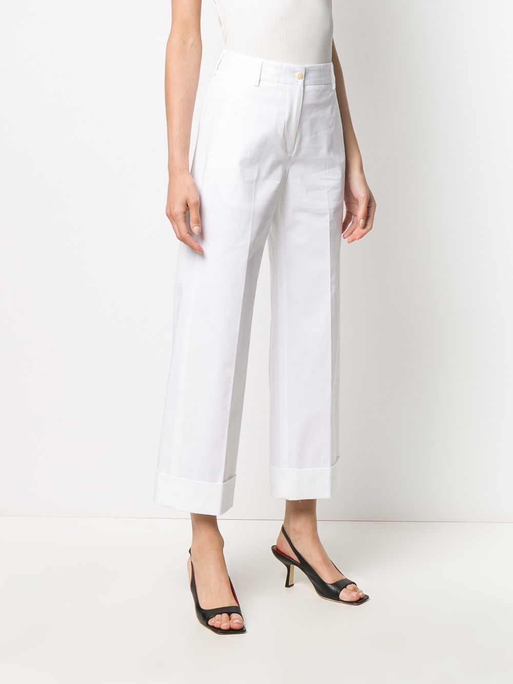 фото Brag-wette high-rise wide-leg cropped trousers