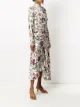 Materiel floral draped asymmetric dress