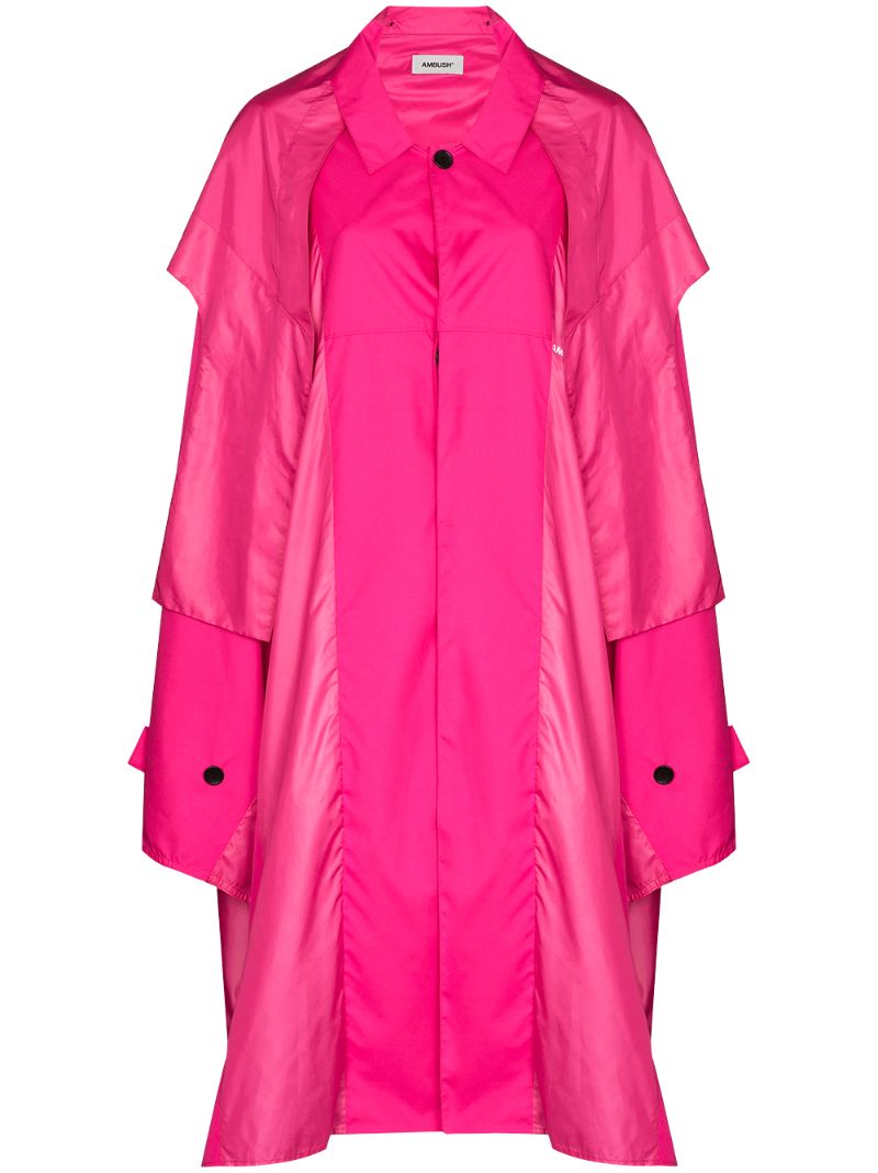 Shop Ambush Layered Panelled Coat In Pink