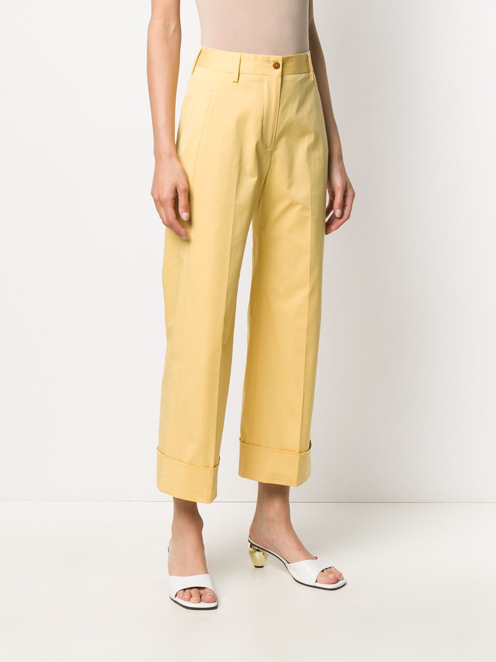 фото Brag-wette high-rise wide-leg cropped trousers