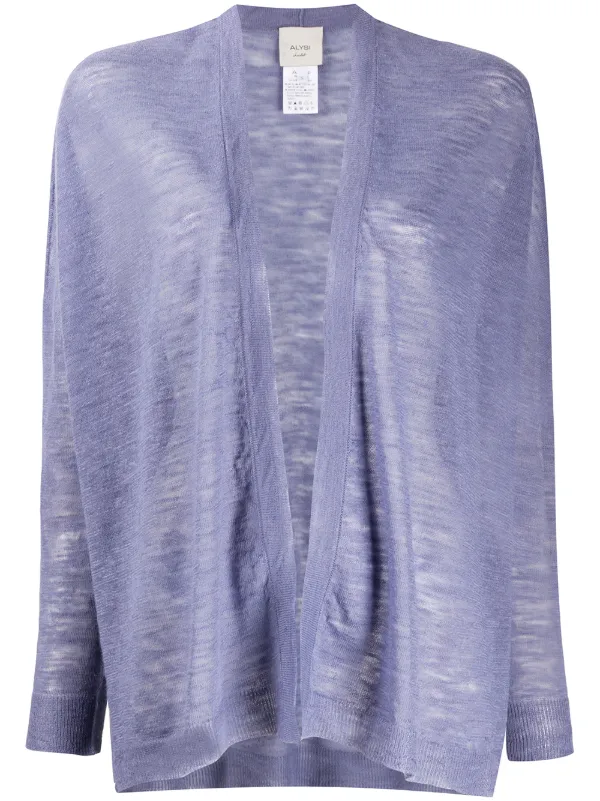 purple open front cardigan