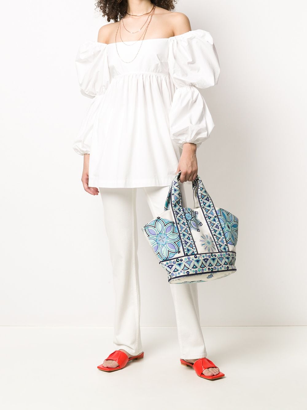 Pre-owned Emilio Pucci Floral Print Mini Bag In White