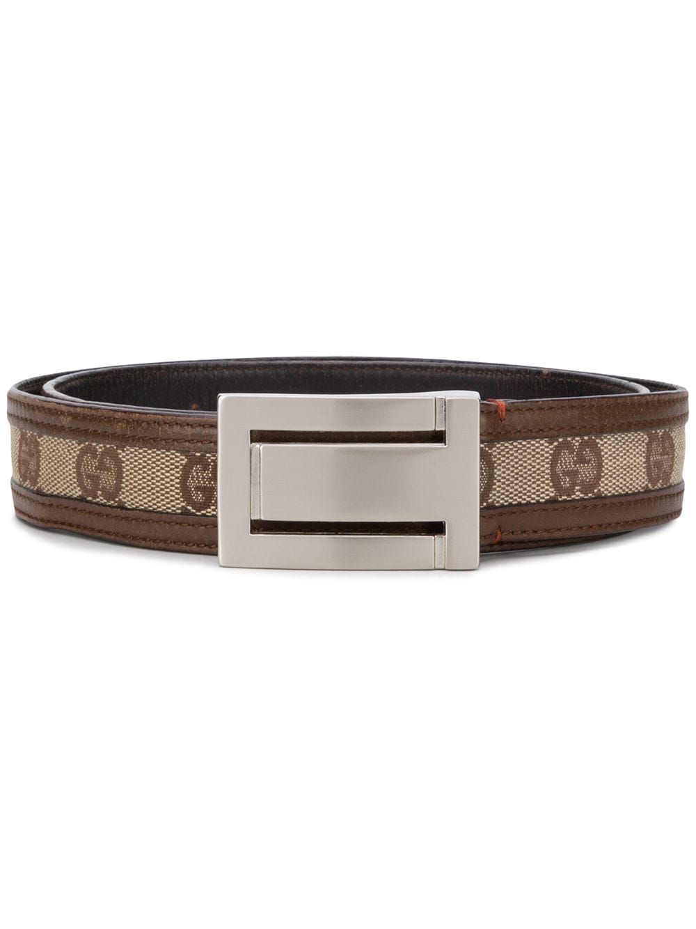 Pre-owned Gucci 1970s Gg Logo Belt In Brown