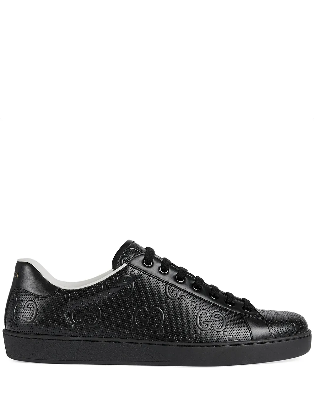 black leather low top trainers