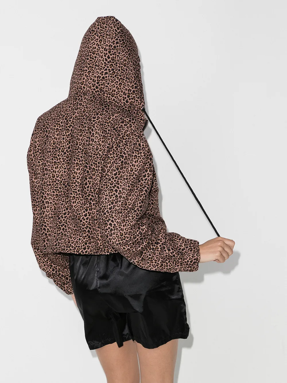 DANIELLE GUIZIO LEOPARD-PRINT CROPPED HOODIE