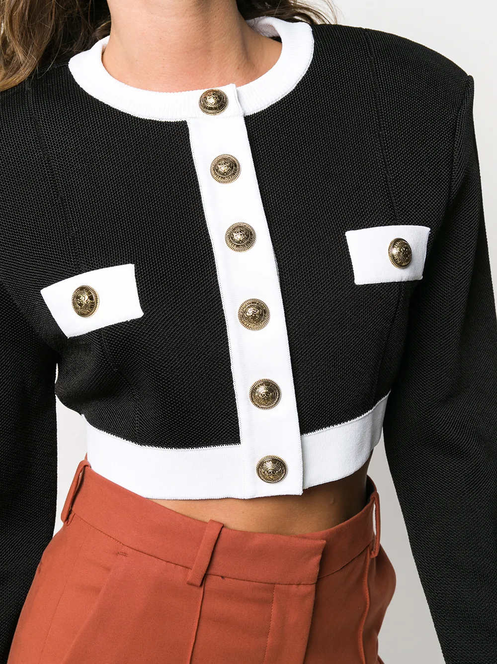 Image 5 of Balmain square-shoulder two-tone jacket