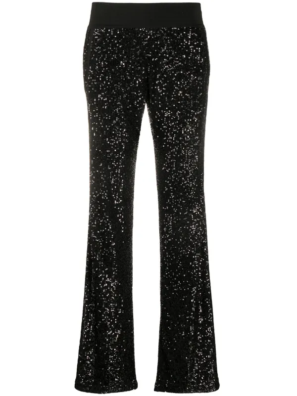 black sequin flared trousers