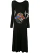 Image 1 of Yohji Yamamoto floral patch embroidered dress