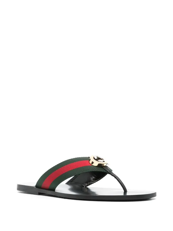 Gucci Infradito Con Decorazione Web Nero FARFETCH IT