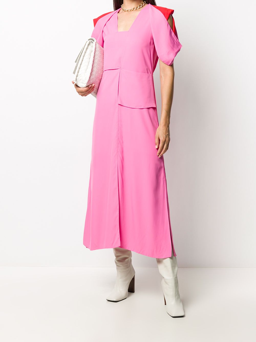фото Bottega veneta платье миди с v-образным вырезом