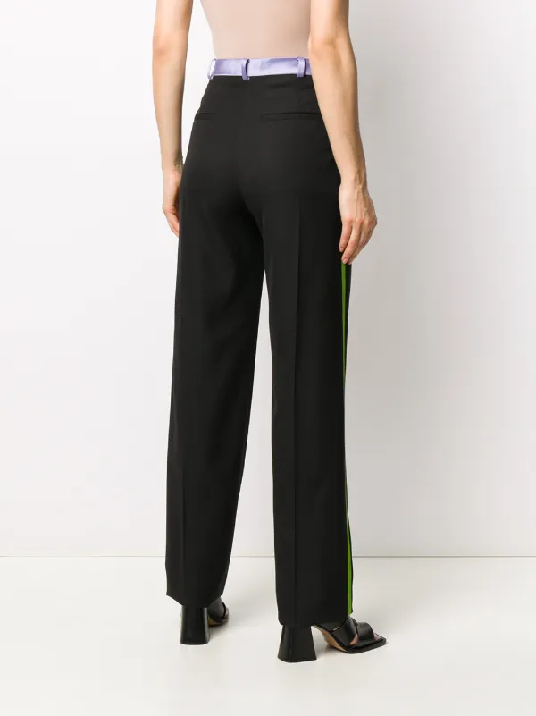 Haider Ackermann Bondi stripe detail trousers women Silk Silk Cotton Virgin Wool 34 Black
