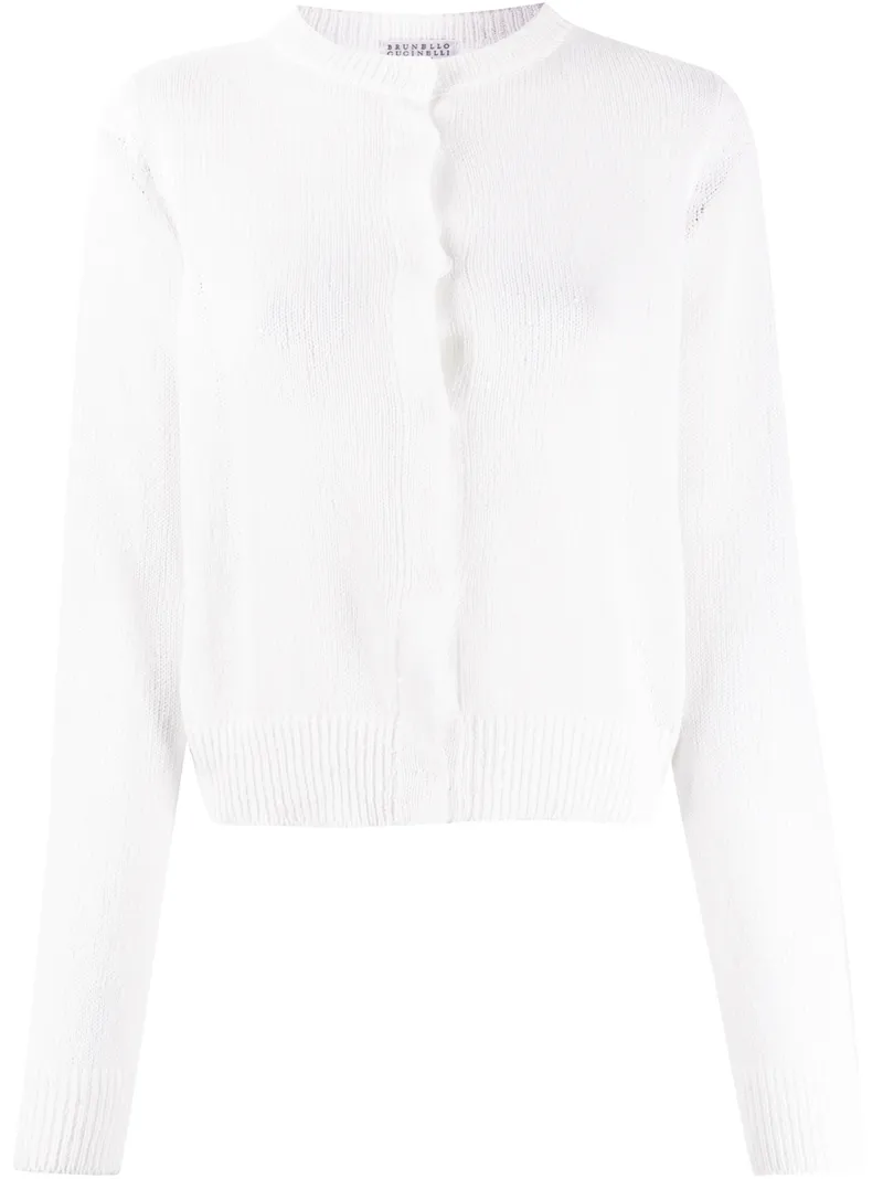 Click to view more detailed imagery on our partner's website Brunello Cucinelli Concealed Front Fastening Cardigan In White
