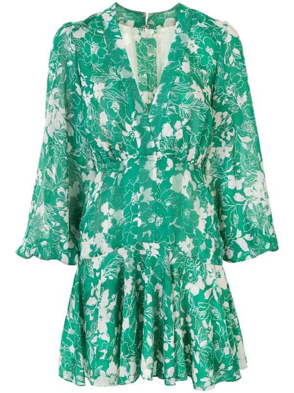 green long sleeve floral dress