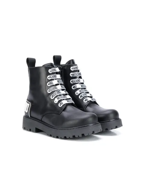 Moschino Kids بوت كاحل بحروف شعار الماركة