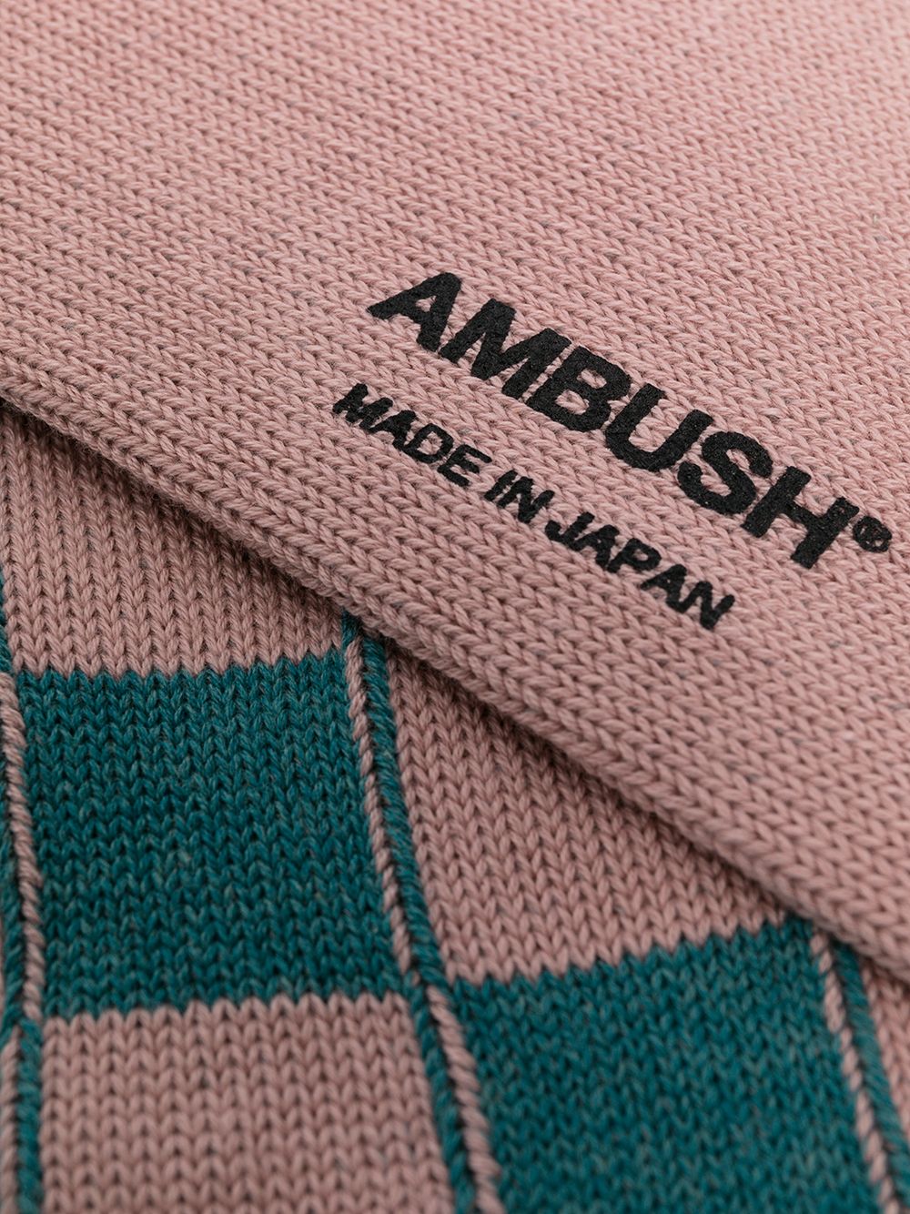 фото Ambush long check socks pink green