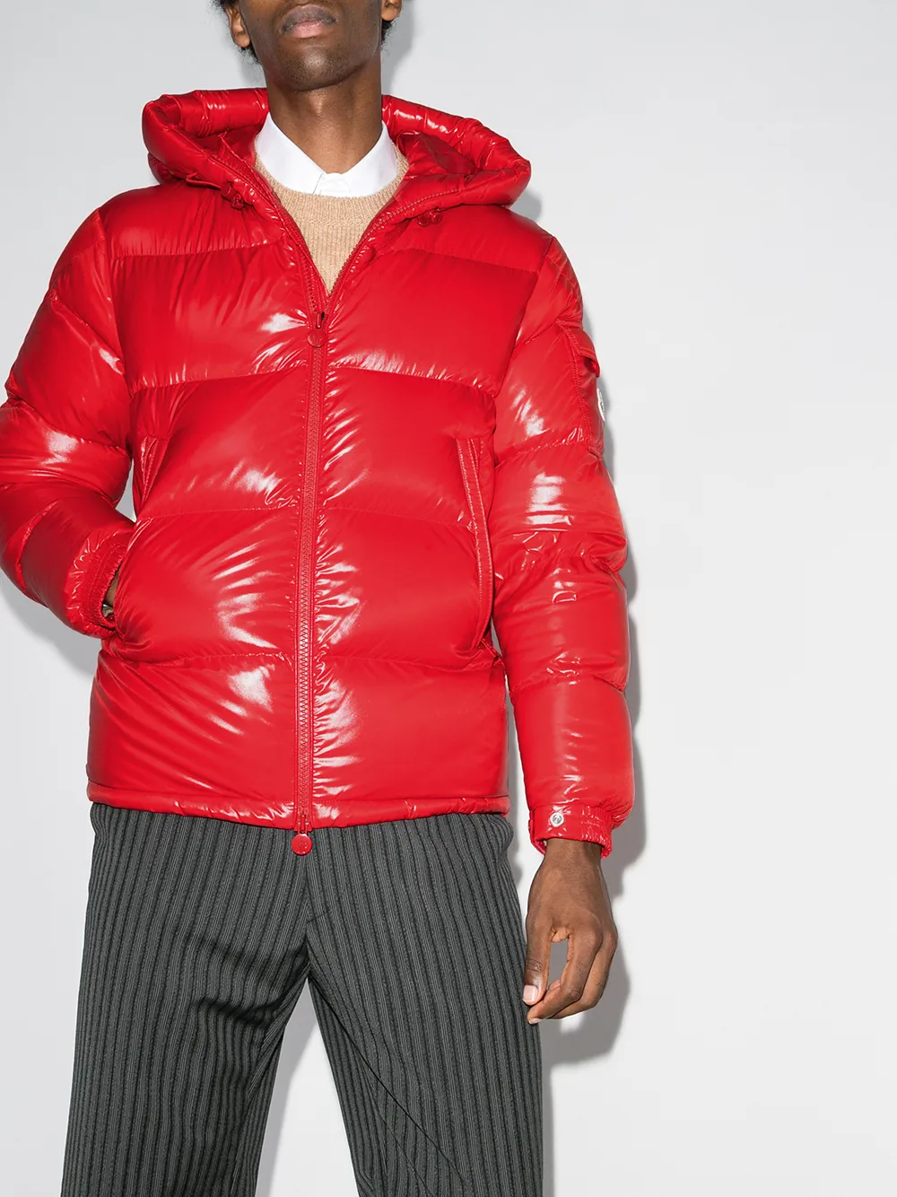 Moncler Men's Ecrins Lacquer Puffer Jacket In Red Fill: 90% Goose Down ...