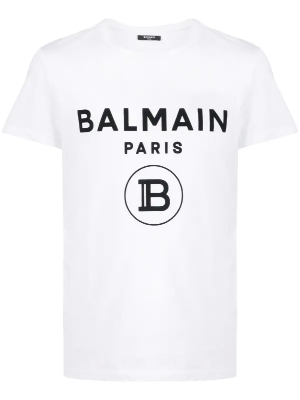 Balmain flocked-logo T-shirt with Delivery - FARFETCH