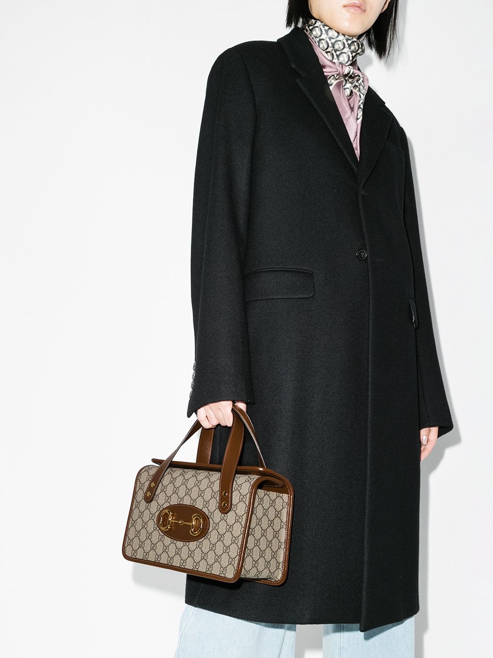 фото Gucci сумка тоут с узором gg supreme и пряжкой horsebit