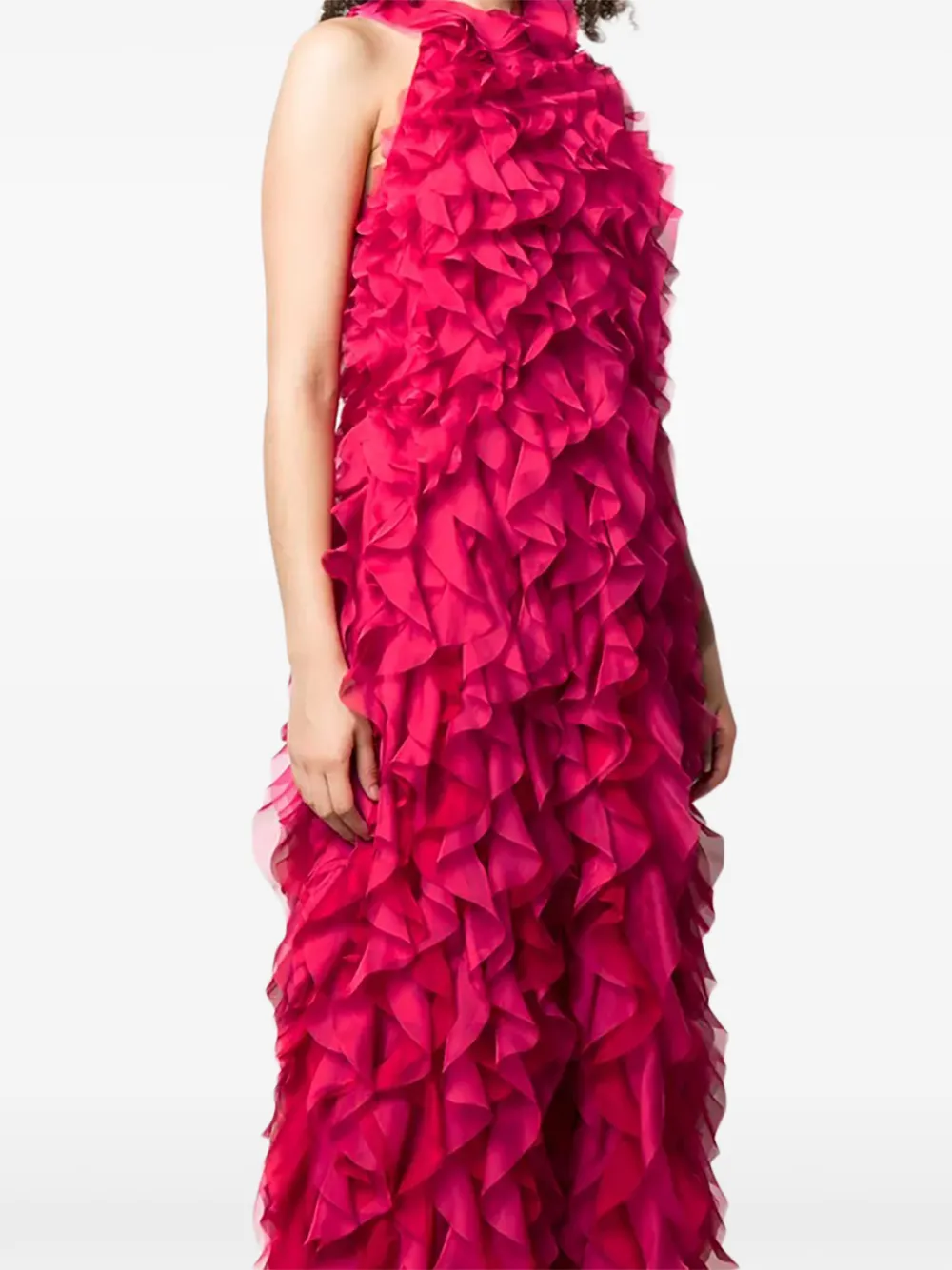  Alberta Ferretti Abendkleid Mit Rüschen   Rosa 