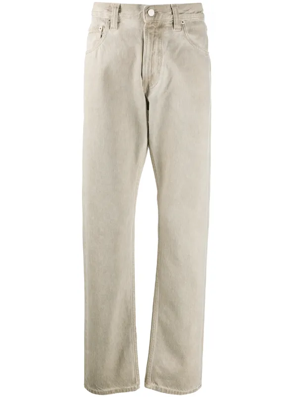 beige straight leg jeans