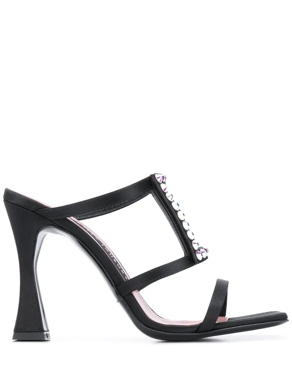 Les Petits Joueurs Hoya studded satin mules | Black | Image 1