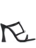 Les Petits Joueurs Hoya studded satin mules - Black
