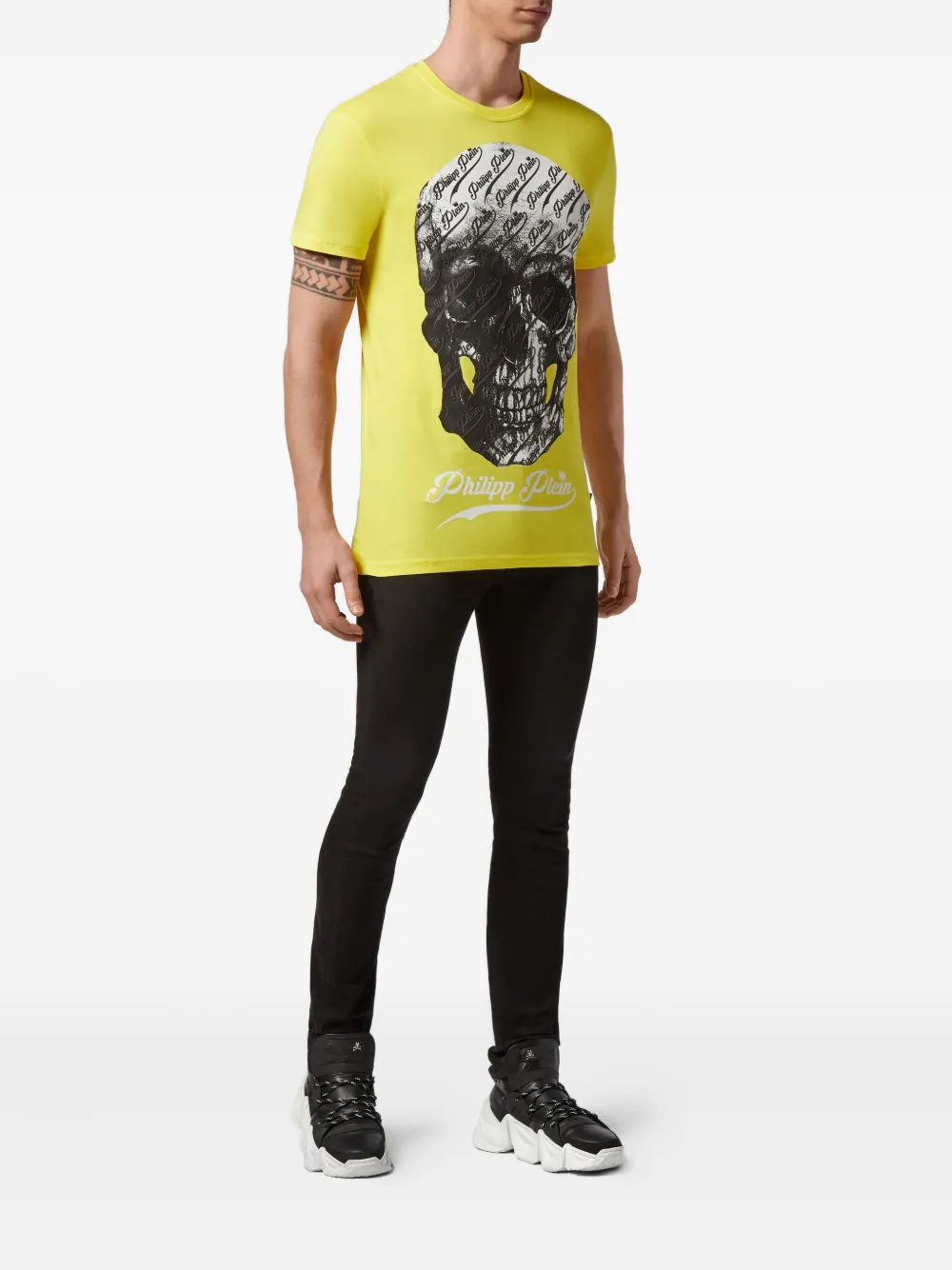 Philipp Plein round neck skull T-shirt - Geel