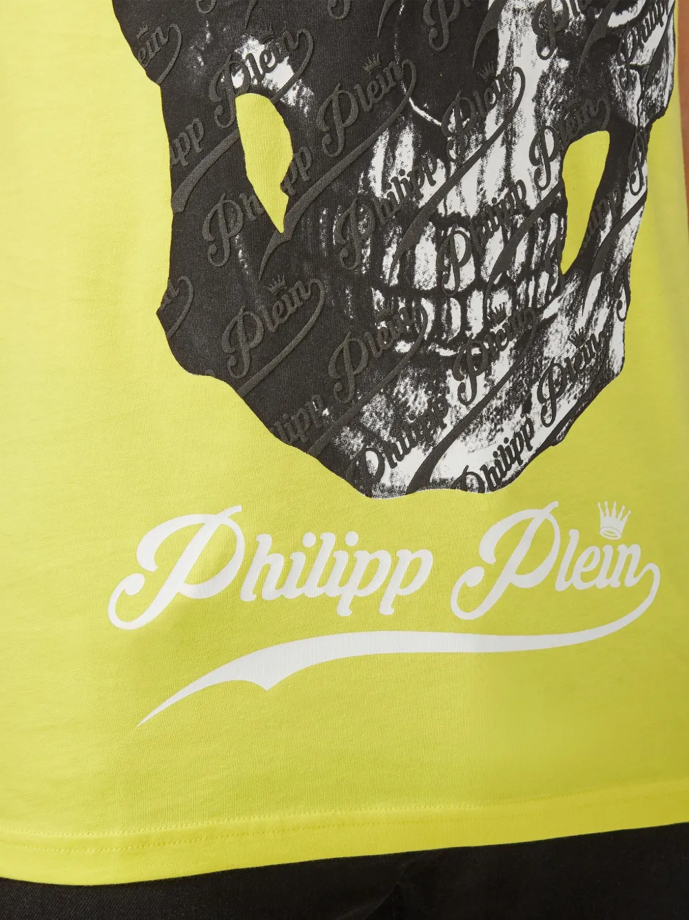 Philipp Plein T-shirt Round Neck Ss Allover Skull In Yellow
