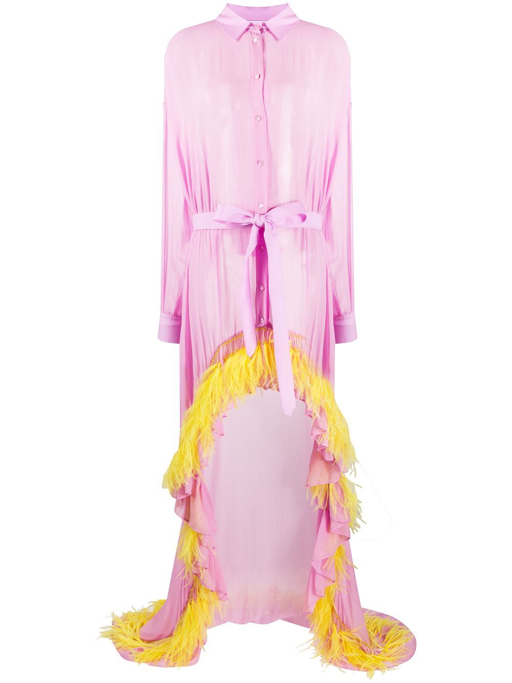 Attico Feather Trim Dress In Rosa ...